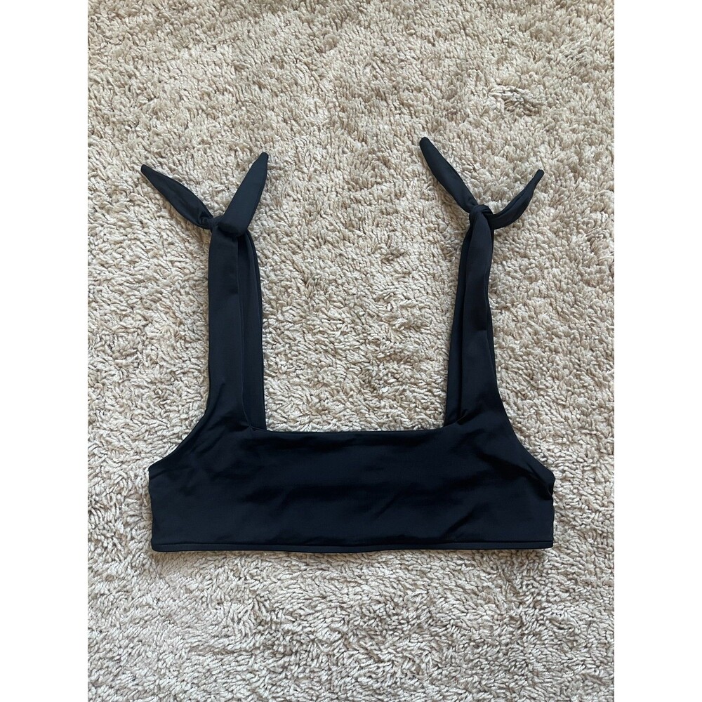 Frankies Bikinis Kendall Tie-Shoulder Bikini Top in Black Size SMALL